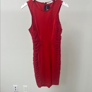 Versace Collection Red Ruched Mini Dress